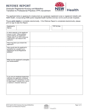 Referee Report for Graduate Nursing and Midwifery