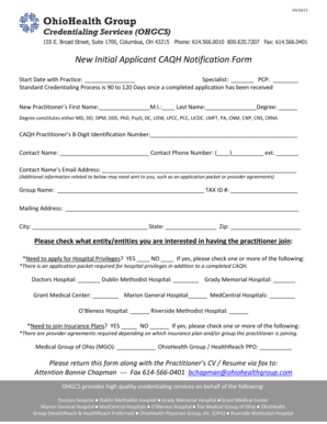 New Initial Applicant CAQH Notification Form
