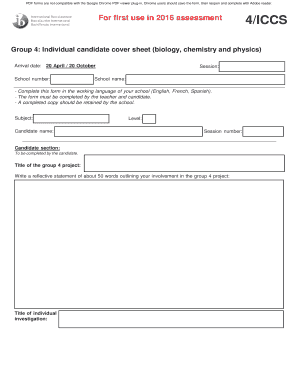 Group 4 Individual Candidate Cover Sheet