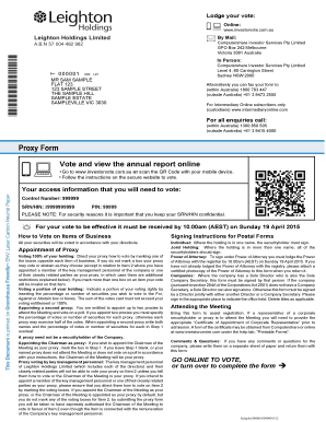 Leighton Holdings Limited Proxy Form