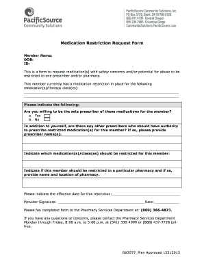 Medication Restriction Request Form