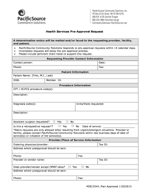 Health Services Pre-Approval Request Form