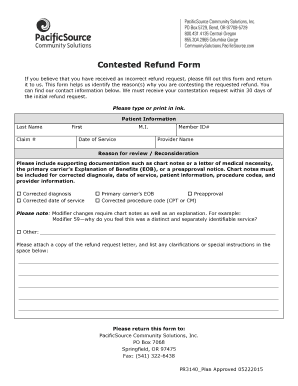 Contested Refund Form
