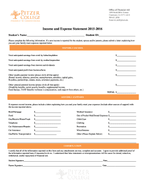 Income and Expense Statement 2015-2016