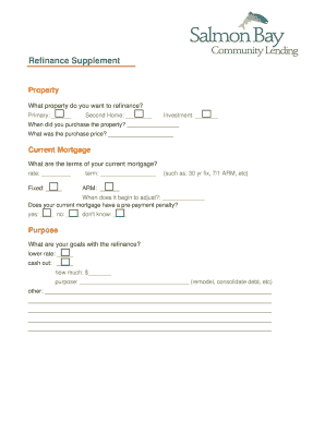 Refinance Supplement Form