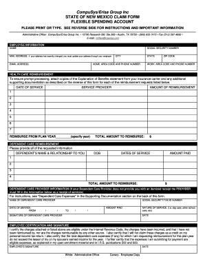 New Mexico Flexible Spending Account Claim Form