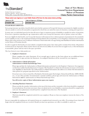 New Mexico Employee Benefits Waiver of Premium Form