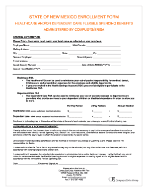 New Mexico Healthcare and Dependent Care FSA Enrollment Form