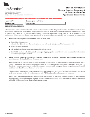 New Mexico Life Insurance Benefits Claim Form