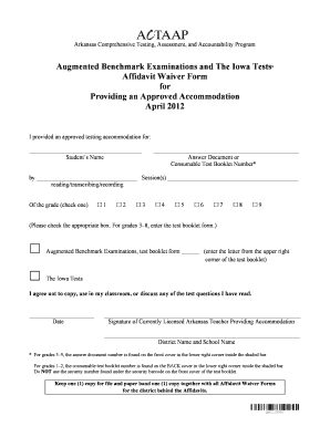 Arkansas Testing Accommodation Waiver Form