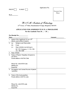 MBA Admission Application Form