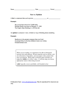 Fact vs. Opinion Worksheet