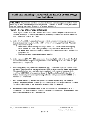Staff Tax Training – Partnerships & LLCs (Form 1065)