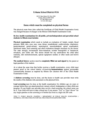 Illinois Child Health Examination Form