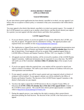 Inter-District Permit Appeal Form