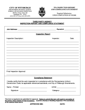 City of Pittsburgh TPA Inspection Report