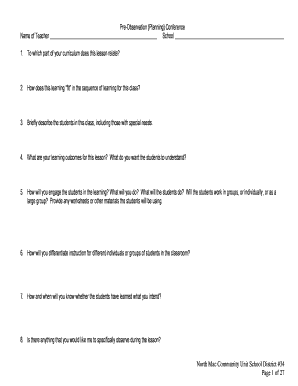 Pre-Observation Planning Conference Form
