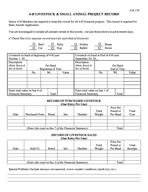 4-H Livestock Project Record
