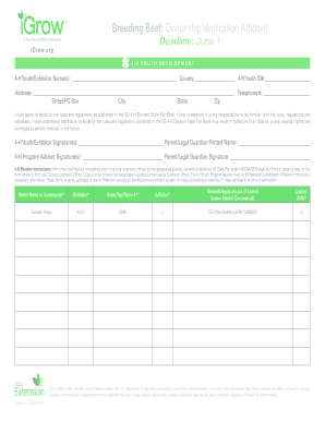 4-H Livestock Ownership Verification Affidavit
