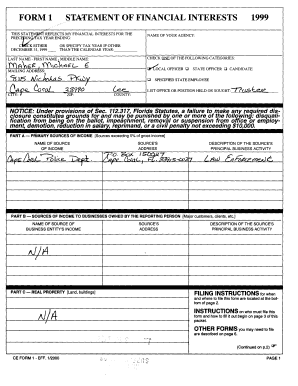Florida Statement of Financial Interests Form 1