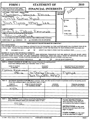 Florida Financial Interest Disclosure Form