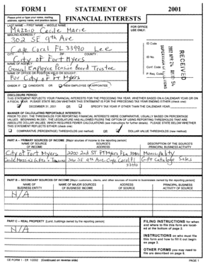 Florida Financial Interest Statement Form 1