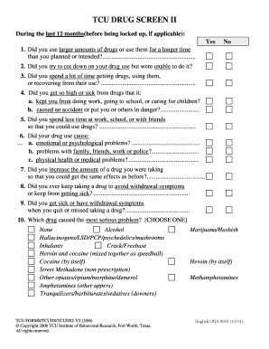 TCU Drug Screen II Form