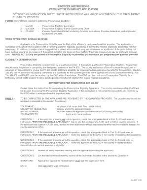 Presumptive Eligibility Application