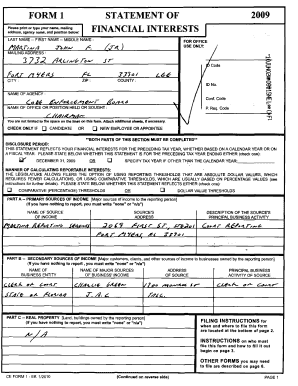 Florida Financial Disclosure Form 1