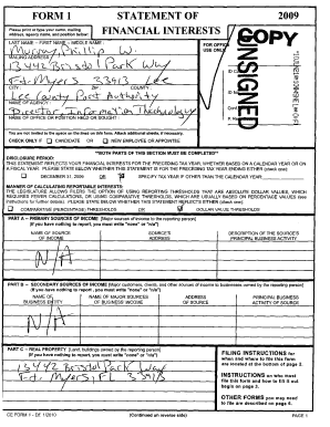 Florida Financial Interests Disclosure Form