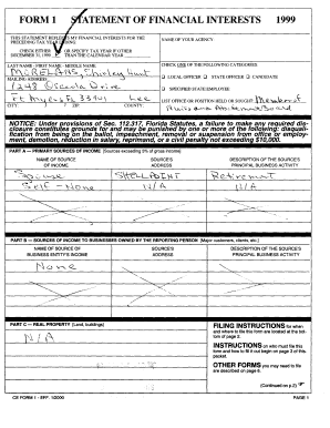 Florida Statement of Financial Interests