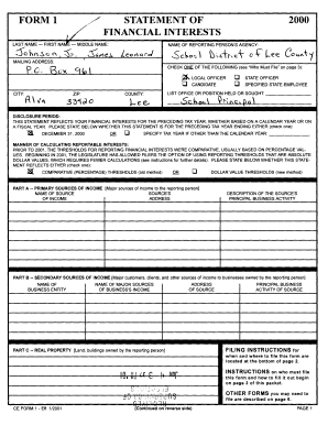 Florida Financial Interest Statement Form 1