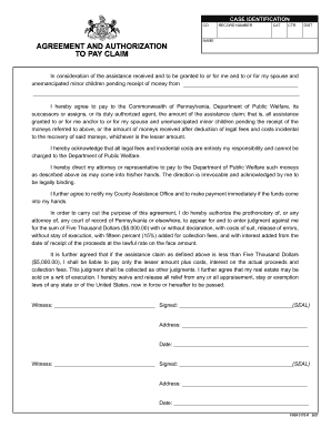 Agreement to Pay Claim