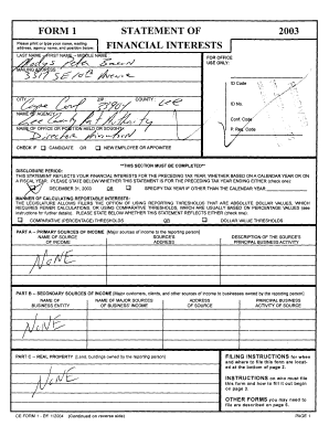 Florida Financial Interest Disclosure Form 1