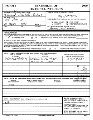 Florida Financial Interest Statement Form 1