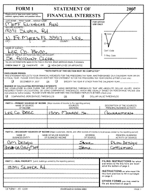 Florida Financial Interest Disclosure Form