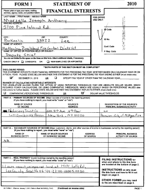 Florida Financial Disclosure Form 1