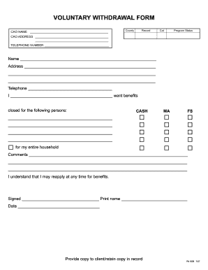Voluntary Withdrawal Form