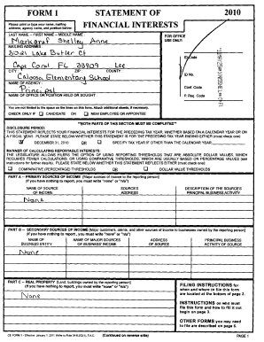 Florida Financial Interest Disclosure Form