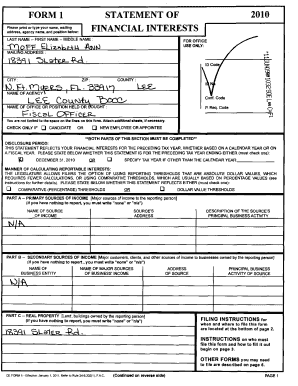 Florida Financial Interest Statement Form 1