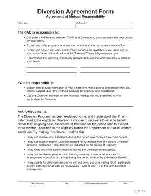 Pennsylvania Diversion Agreement Form