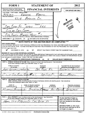 Florida Financial Interests Disclosure Form