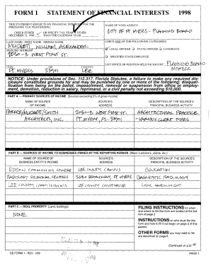 Florida Statement of Financial Interests Form 1