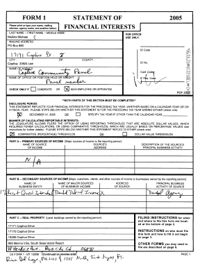 Florida Financial Interest Statement Form 1
