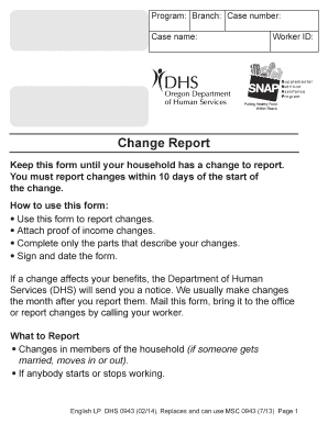 Oregon Change Report Form