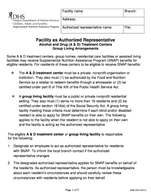 SNAP Authorized Representative Agreement