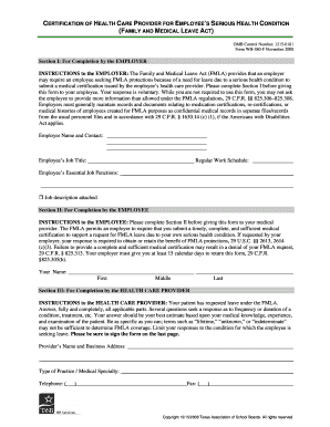 Certification of Health Care Provider for Employee's Serious Health Condition