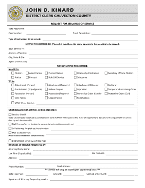 Request for Issuance of Service