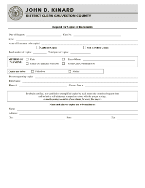 Request for Copies of Documents