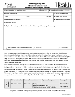 Hearing Request for Providers